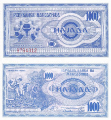 MACEDONIA 1.000 dinari 1992 UNC!!! foto