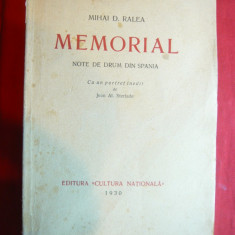 M. D.Ralea - Memorial -Note de drum in Spania -Prima Ed. 1930 ,portret Steriadi