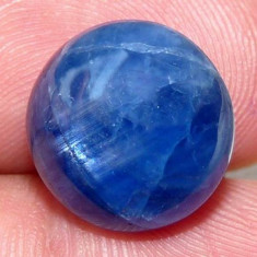 SAFIR NATURAL ALBASTRU SUPERB 7,35 ct. rotund caboson , NEINCALZIT, netratat foto