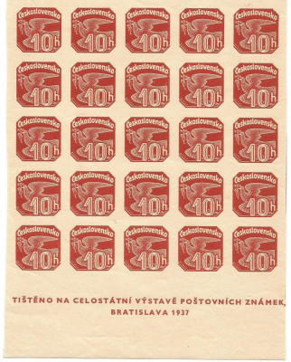 No(09)timbre-Cehoslovacia - ZIUA MARCII POSTALE CEHOSLOVACE 1937-nedantelate rar foto