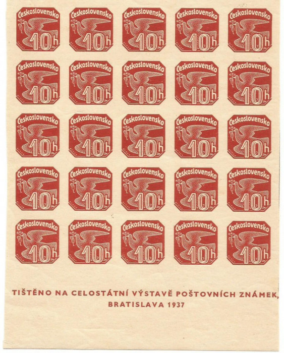 No(09)timbre-Cehoslovacia - ZIUA MARCII POSTALE CEHOSLOVACE 1937-nedantelate rar