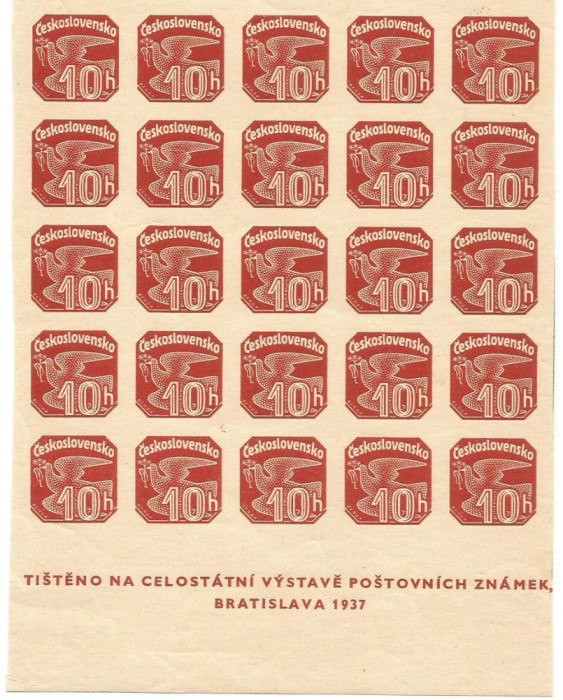 No(09)timbre-Cehoslovacia - ZIUA MARCII POSTALE CEHOSLOVACE 1937-nedantelate rar