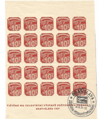 No(09)timbre-Cehoslovacia - ZIUA MARCII POSTALE CEHOSLOVACE 1937-nedantelate rar foto