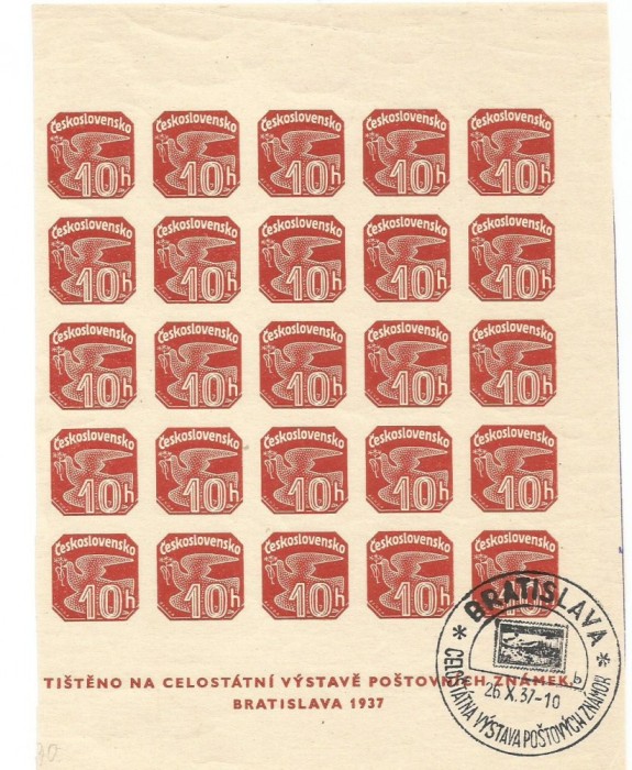 No(09)timbre-Cehoslovacia - ZIUA MARCII POSTALE CEHOSLOVACE 1937-nedantelate rar