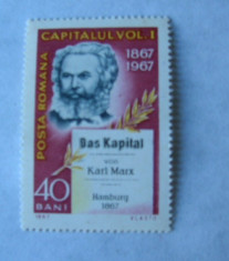 Timbru &amp;quot;100 ani de la aparitia lucrarii &amp;quot;Capitalul&amp;quot; de Karl Marx&amp;quot; - 1967, LP661 foto