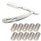 Brici barbatesc metal argintiu cu set 10 lame