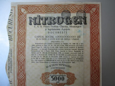 1944 Nitrogen Bucuresti 5000 lei Actiune veche actiuni vechi document foto