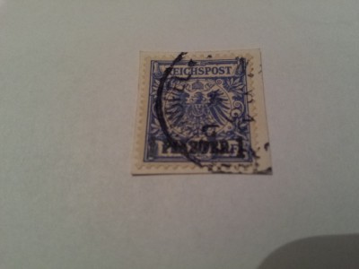 germania/oficiul din turcia/ 1889 blazoane/ 1pia/ 20 pf stampilata foto