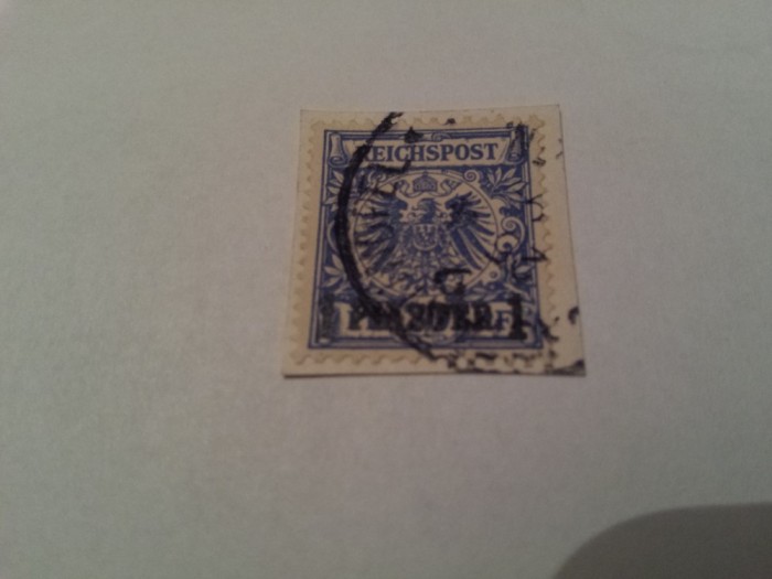 germania/oficiul din turcia/ 1889 blazoane/ 1pia/ 20 pf stampilata