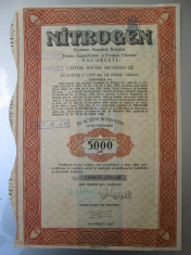 1942 Nitrogen Bucuresti 5000 lei Actiune veche actiuni vechi document foto