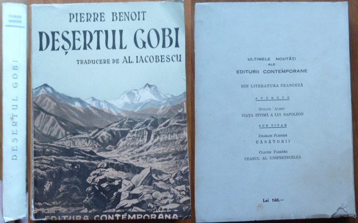 Pierre Benoit, Desertul Gobi, interbelica, calatorii si aventuri, impecabila