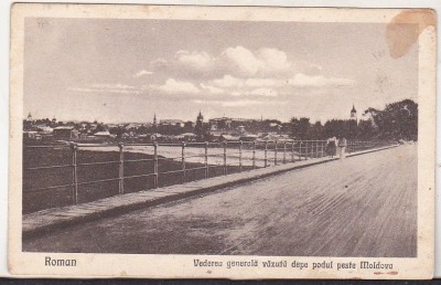 bnk cp Roman - Vedere generala vazuta depe podul peste Moldova 1926 foto