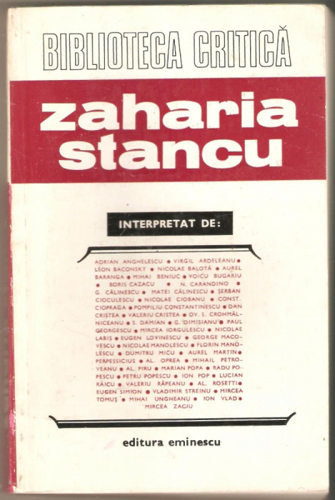 Zaharia Stancu-biblioteca critica