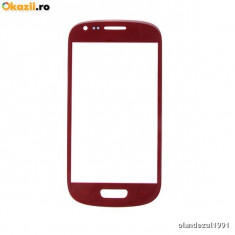 Geam carcasa sticla touchscreen digitizer touch screen Samsung I8190 I8195 I8200 Galaxy S3 mini Rosu Garnet red foto