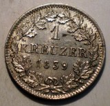 E.165 GERMANIA BAVARIA BAYERN 1 KREUZER 1839 XF/AUNC ARGINT EROARE, Europa