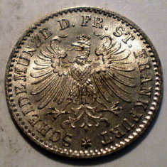 E.162 GERMANIA FRANKFURT 1 KREUZER 1866 AUNC ARGINT