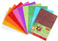 Hartie gumata glitter 20x30 cm set 10 culori asortate foto