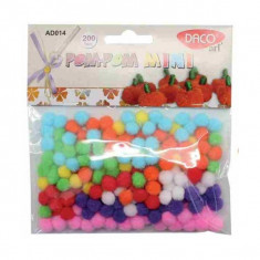 Mini pom-pom multicolor - set 200 bucati foto