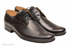 Pantofi negri barbati piele naturala casual-eleganti cu siret cod P41 - Romania foto