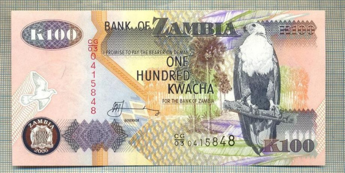 A 575 BANCNOTA-ZAMBIA -100 KWACHA -ANUL 2006 -SERIA0415848-starea care se vede