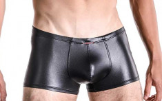 Boxer aspect PIELE - nylon elastic cu aspect piele lucioasa - negru foto