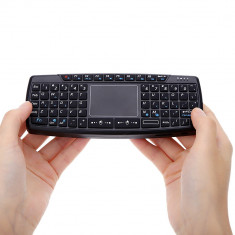 Mini tastatura wireless iluminata cu touchpad si laser cu acumulator pt Smart TV foto