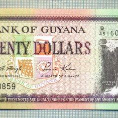 A 614 BANCNOTA-GUYANA - 20 DOLLARS -ANUL(1996) -SERIA160859-starea care se vede