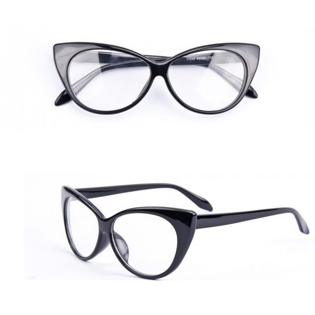 Ochelari de dama Cat Eyes lentila transparenta fara dioptrii NEGRU LUCIOS,  Femei, Ochi de pisica | Okazii.ro