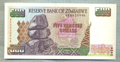 A 639 BANCNOTA-ZIMBABWE-500 DOLLARS -ANUL2001-SERIA5020946-starea care se vede foto