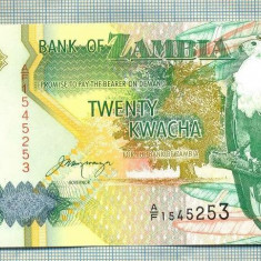 A 602 BANCNOTA- ZAMBIA -20 KWACHA -ANUL 1992-SERIA 1545253-starea care se vede