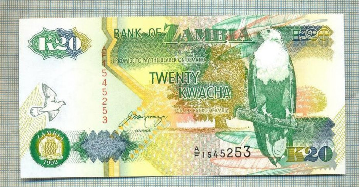 A 602 BANCNOTA- ZAMBIA -20 KWACHA -ANUL 1992-SERIA 1545253-starea care se vede