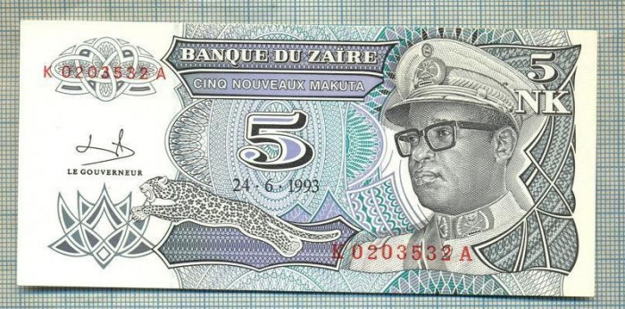 A680 BANCNOTA-ZAIR-5 NOUVEAUX MAKUTA-ANUL1993-SERIA0203532-starea care se vede