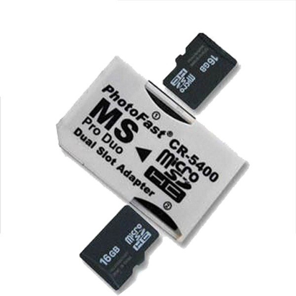 Adaptor dual 2x card memorie micro SD / TF la Memory Stick MS Pro Duo  pentru PSP, microSDHC | Okazii.ro