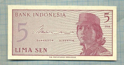A 665 BANCNOTA-INDONESIA- 5 SEN -ANUL 1964-SERIA 031767 -starea care se vede foto