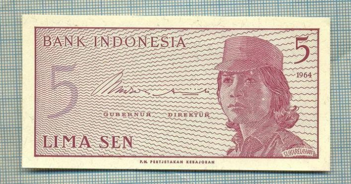 A 665 BANCNOTA-INDONESIA- 5 SEN -ANUL 1964-SERIA 031767 -starea care se vede