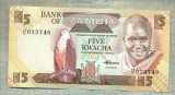 A 689 BANCNOTA-ZAMBIA - 5 KWACHA -ANUL1980-88 -SERIA 023748 -starea care se vede, Europa