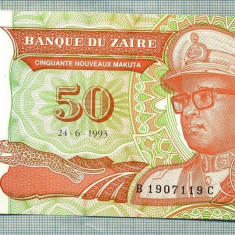 A 677 BANCNOTA-ZAIR-50 NOUVEAUX MAKUTA-ANUL1993-SERIA1907119-starea care se vede