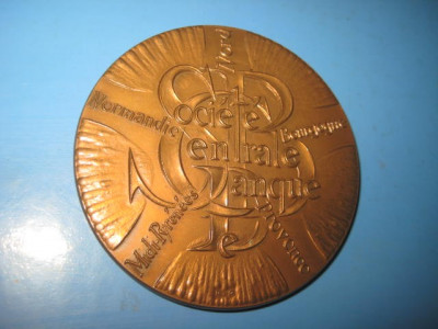 Medalia Franta CFAT 1880-1980, semnata R.Pepin bronz aurit. foto
