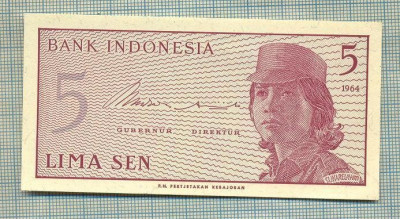 A 664 BANCNOTA-INDONESIA- 5 SEN -ANUL 1964-SERIA 031766 -starea care se vede foto