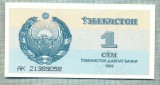 A 737 BANCNOTA- UZBEKISTAN - 1 SUM -ANUL1992-SERIA21389058-starea care se vede, Europa