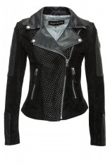 Geaca de Piele Dama Freaky Nation Neagra Performance foto