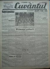 Cuvantul, ziar legionar, 15 Mai 1933, articole de Mihail Sebastian, Perpessicius, Octav Onicescu, George Racoveanu