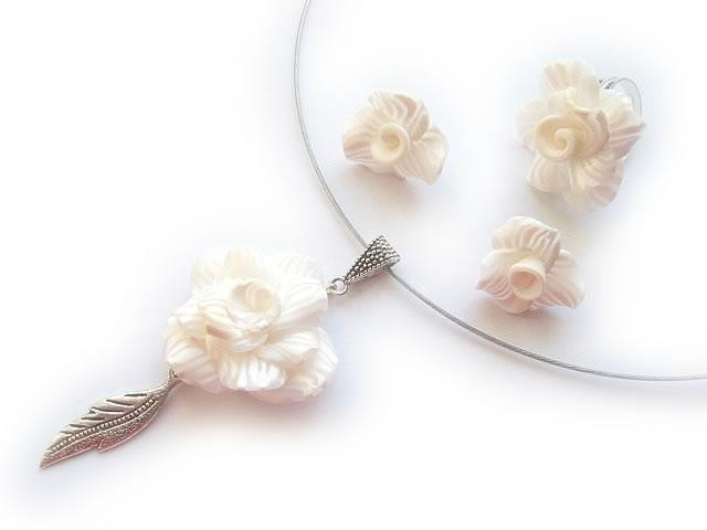 Set bijuterii mireasa cu trandafiri albi 10638