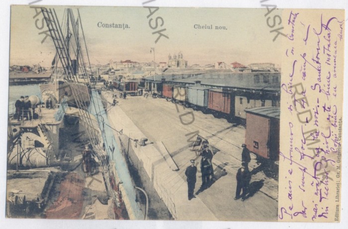 1279 - CONSTANTA, harbor - old postcard - used - 1905