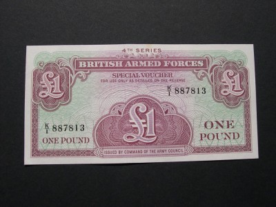 British Armed Forces 1 (one) pound UNC/aUNC, seria a 4-a foto