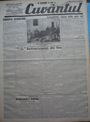 Cuvantul , ziar legionar , 31 Mai , 1933 , articole Mihail Sebastian , Racoveanu foto