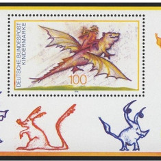 Germania, dragoni, desene, timbre pentru copii, bloc, 1994
