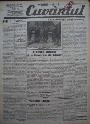 Cuvantul , ziar legionar , 4 Iunie , 1933 , articole Nae Ionescu , Racoveanu foto