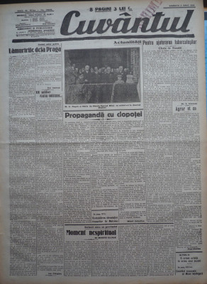 Cuvantul , ziar legionar , 3 Iunie , 1933 , articole Nae Ionescu , M. Sebastian foto