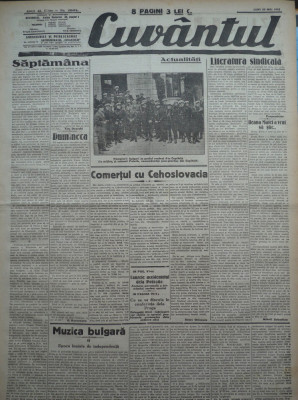 Cuvantul , ziar legionar , 29 Mai , 1933 , articole Mihail Sebastian , Racoveanu foto